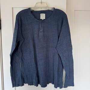 life/after/denim Men's Henley, Blue, Size Large